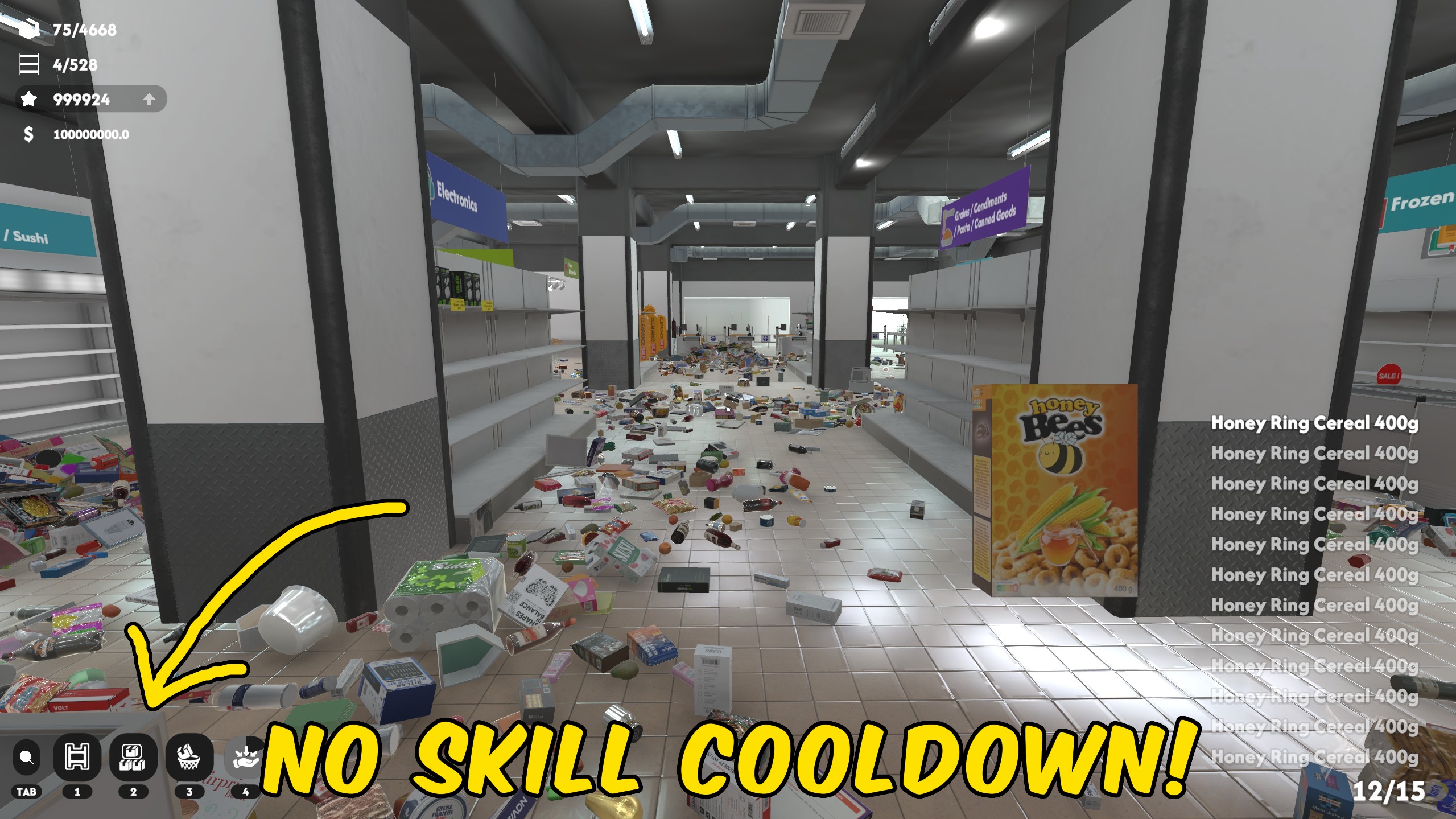 Supermarket Chaos — No Skill Cooldowns